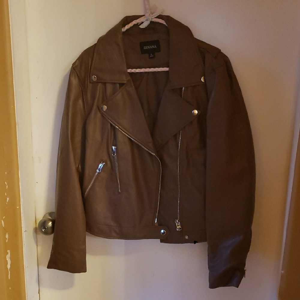 NEW Brown Leather Like Jacket